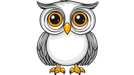 Fototapeta premium A vector illustration of a wise owl with large eyes, using black outlines and a white body, great for educational or scholarly logos and banners.