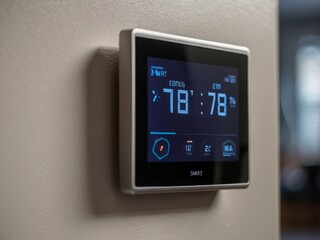 Digital Thermostat Displaying Room Temperature and Humidity
