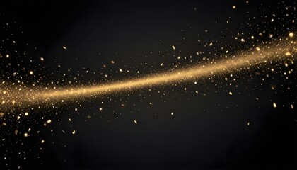 Obraz premium Sparkling golden glitter particles against a dark background.