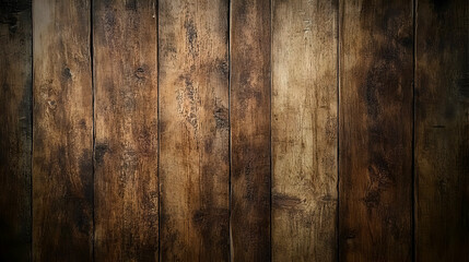 Dark Brown Wood Plank Texture Background with Vertical Grain and Knots