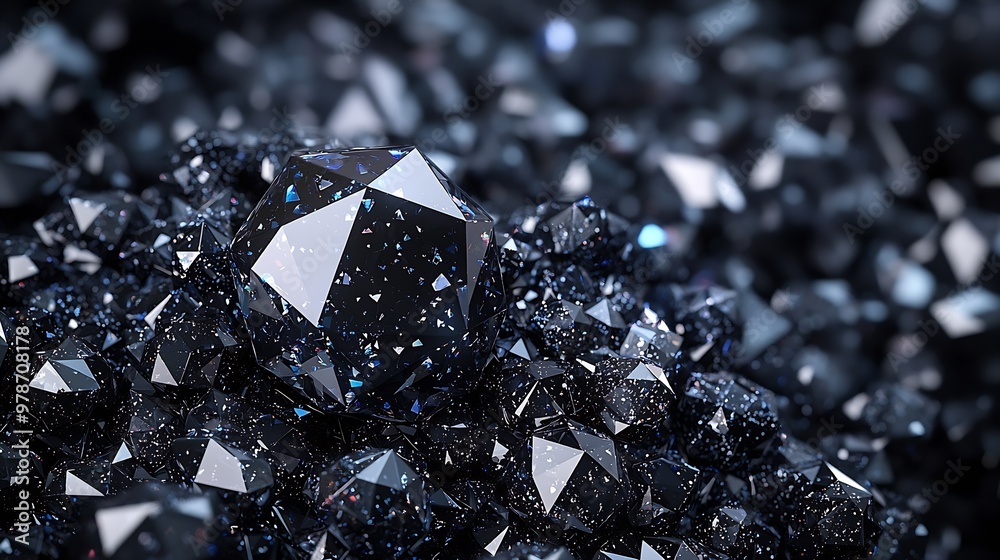 Aufkleber dark diamond texture pattern background : generative ai