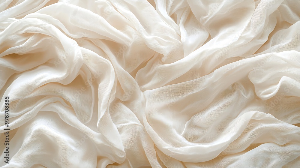 Poster white crumpled fabric texture : generative ai