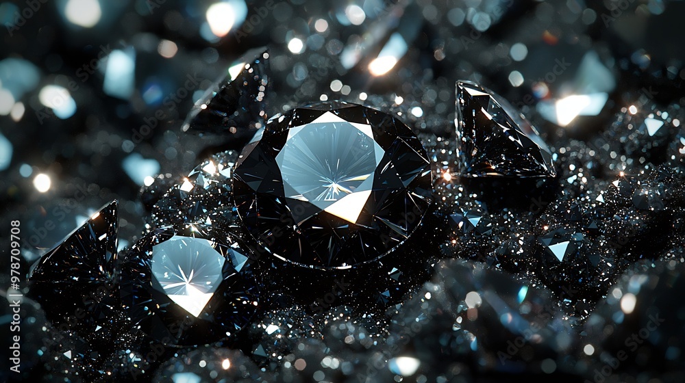 Poster dark diamond surface background : generative ai