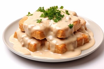 Delicious freshly made biscuits topped with creamy country gravy for a hearty breakfast
