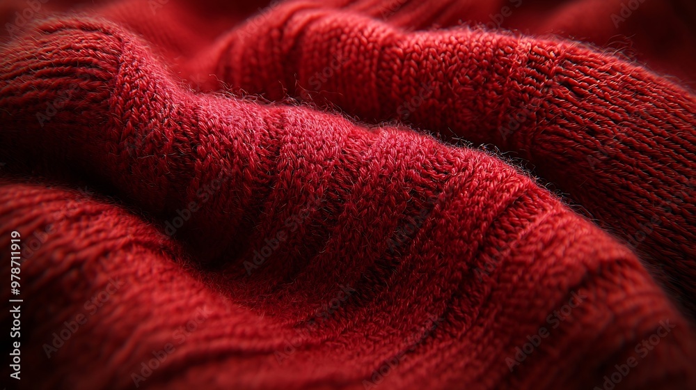Poster red woolen fabric abstract background : generative ai