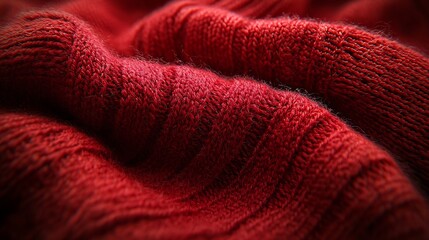 Red Woolen Fabric Abstract Background : Generative AI