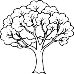 Obraz premium blooming tree outline coloring book page line art drawing
