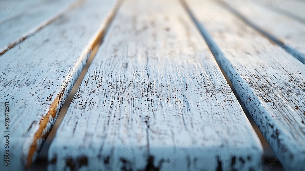 Poster white wooden tabletop texture top view : generative ai