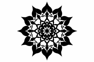 Ornamental luxury mandala silhouette black on white background vector art illustration