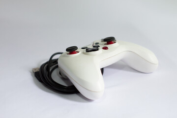 cable gamepad joystick on white background