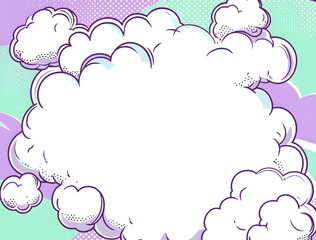 Colorful Comic Book Style Cloud Burst – Retro Pop Art Explosion Background