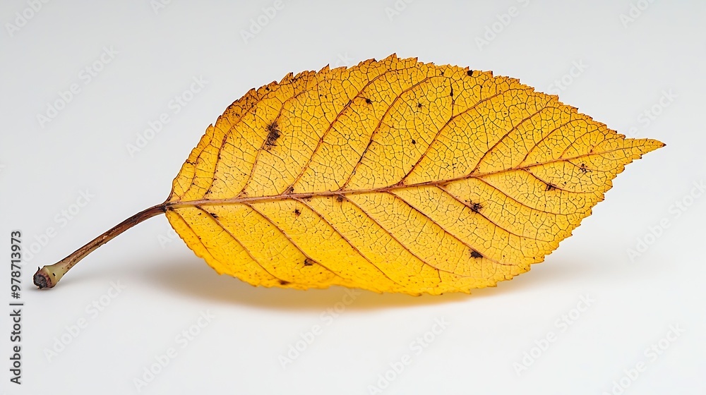 Aufkleber single yellow leaf isolated on white background : generative ai