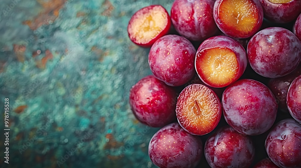 Poster plums top view : generative ai