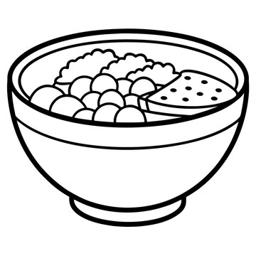 recommend clip art: bowls of breakfast outline coloring book page line art drawing