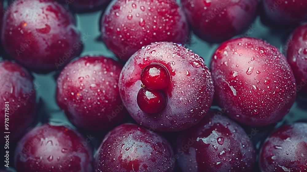 Poster many plums and one grape berry : generative ai