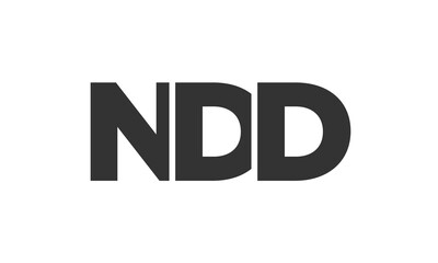 NDD logo design template with strong and modern bold text. Initial based vector logotype featuring simple and minimal typography. Trendy company identity.