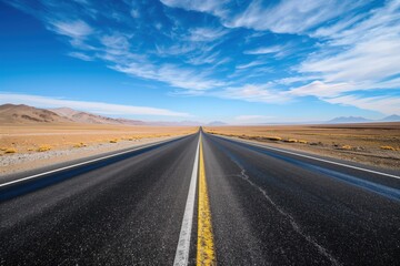 Fototapeta premium Long Road White Line