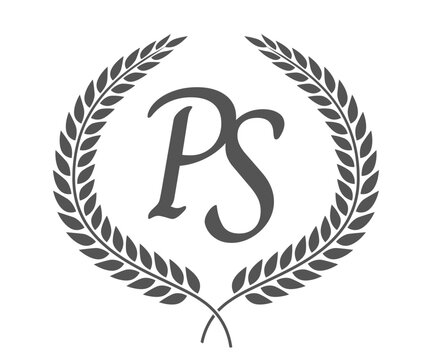 recommend clip art: Initial letter P and S, PS monogram logo design with laurel wreath. Luxury calligraphy font.