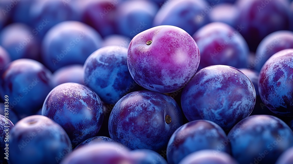 Poster Plums and One Grape Conceptual Background : Generative AI