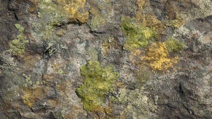 Obraz premium Lichen-covered rock formation showcasing vibrant colors and textures in a natural setting