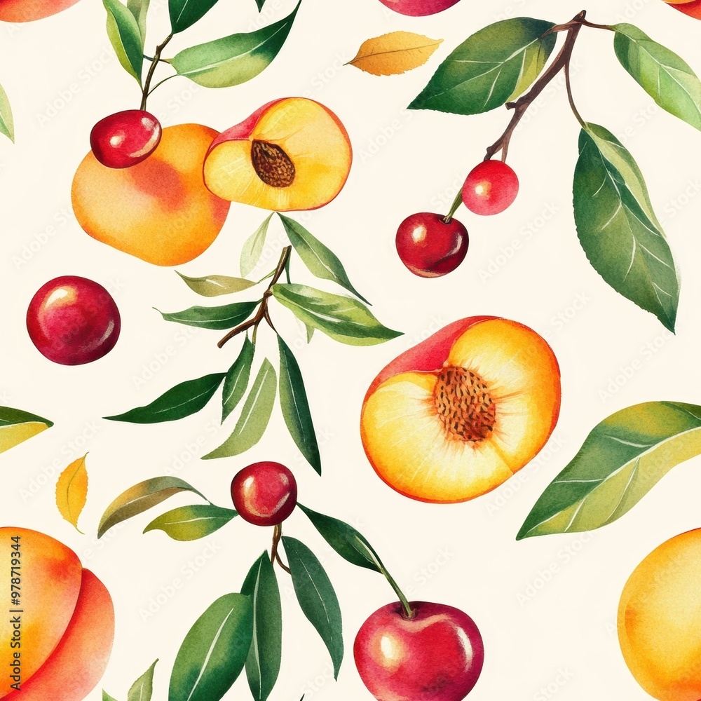 Poster Peach & Cherry Pattern.