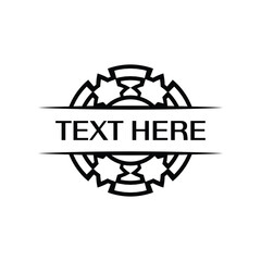 Floral emblem badge template with geometric patterns and petal accents