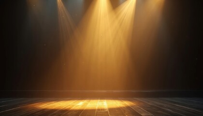 Soft Golden Spotlight Shining on a Dark and Regal Stage