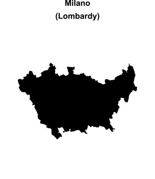 Milano province outline map