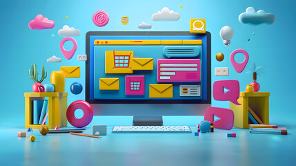 Naklejka premium Search Engine Optimization (SEO) Best Practices, SEO best practices in web governance with an image showing marketers and SEO specialists optimizing website content