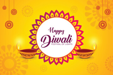 Naklejka premium Happy Diwali Advertisement, Banner, Poster, Design vector template, Creative flyer concept, Graphic design element