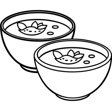 recommend clip art: bowls of soup outline coloring book page line art drawing