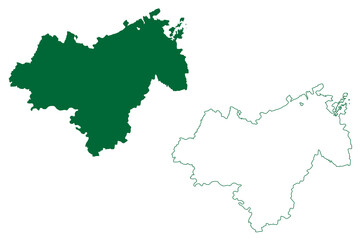 Obraz premium Katni district (Madhya Pradesh State, Jabalpur division, Republic of India) map vector illustration, scribble sketch Katni map