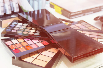 Colorful makeup palettesc on a store window