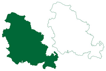 Obraz premium Kendujhar district (Odisha State, Republic of India) map vector illustration, scribble sketch Keonjhar map