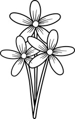 line art bunch of flowers minimal doodle hand drawn cute botanical and animal objects. Simple modern Spring garden vector elements illustration.