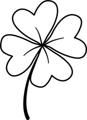 line art clover leaf minimal doodle hand drawn cute botanical and animal objects. Simple modern Spring garden vector elements illustration.