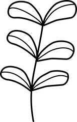 line art leaf minimal doodle hand drawn cute botanical and animal objects. Simple modern Spring garden vector elements illustration.