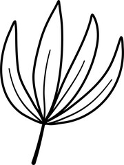 line art leaf minimal doodle hand drawn cute botanical and animal objects. Simple modern Spring garden vector elements illustration.