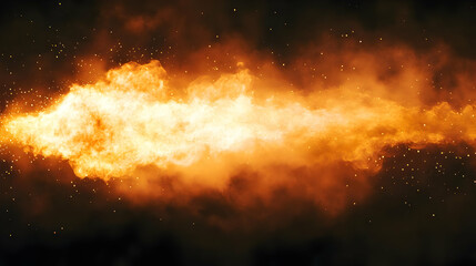 Fototapeta premium Fiery Explosion with Orange and Yellow Flames and Smoke on a Black Background - Abstract Fire Background