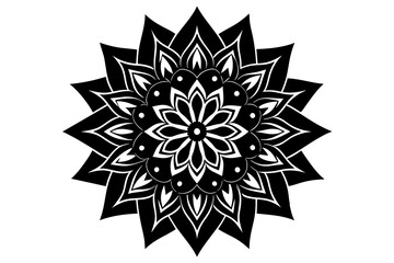 Beautiful Ornamental luxury mandala linocut silhouette black vector art illustration