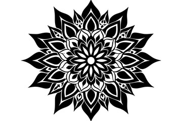 Beautiful Ornamental luxury mandala linocut silhouette black vector art illustration