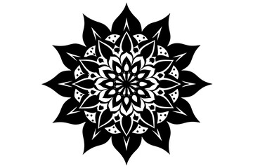 Beautiful Ornamental luxury mandala linocut silhouette black vector art illustration