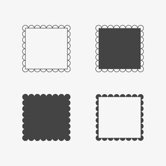 Scallop square frames, different type set. Vector illustration