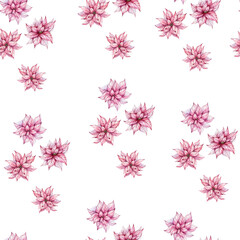 Watercolor Christmas seamless pattern - Red poinsettia flowers bouquet, compositions. Romantic retro style. Winter composition, decor. December nature. Illustration foe wallpaper, background, printing