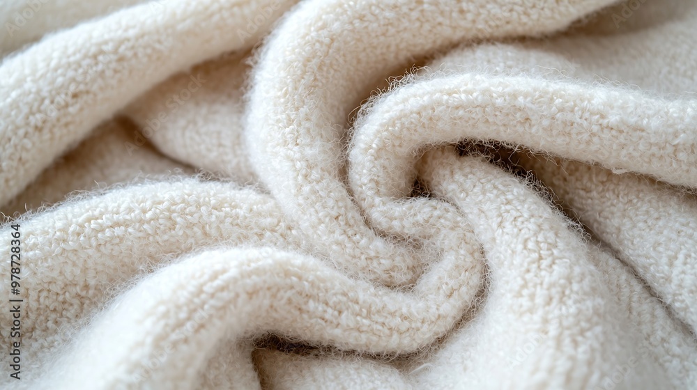 Poster white woolen fabric texture top view : generative ai