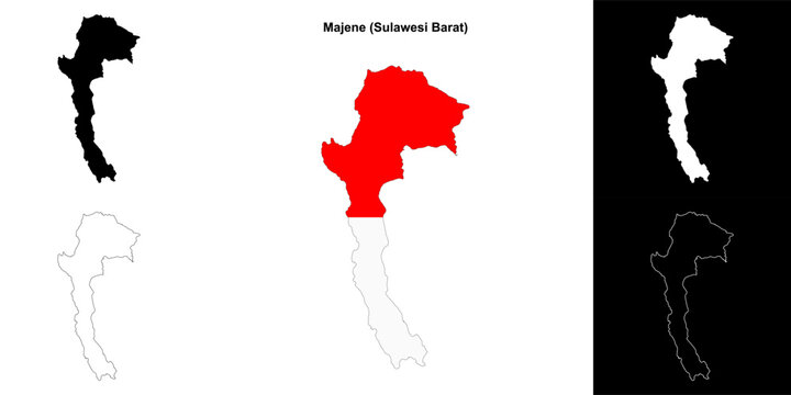 Majene blank outline map set