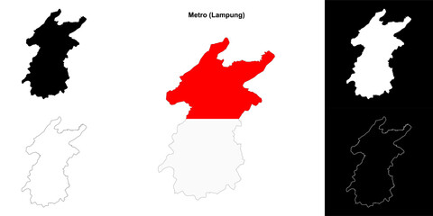 Metro blank outline map set