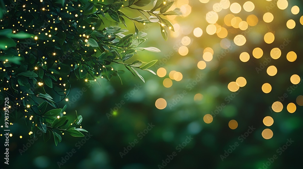 Fototapete Abstract Nature Background Greenery in Bokeh : Generative AI