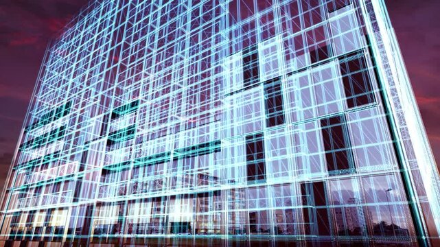 Visualization of a building on a construction site. Augmented reality at the construction site.