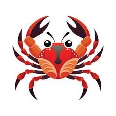 Red crab vector illustration in simple flat style isolated on white background.